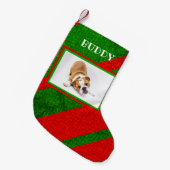 犬の子犬の写真と名前パーソナライズされた スモールクリスマスストッキング (正面 (吊り時))