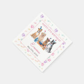 犬の子犬の女の子の誕生日パーティー スタンダードカクテルナプキン (角)