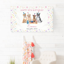 犬の子犬の女の子の誕生日パーティー