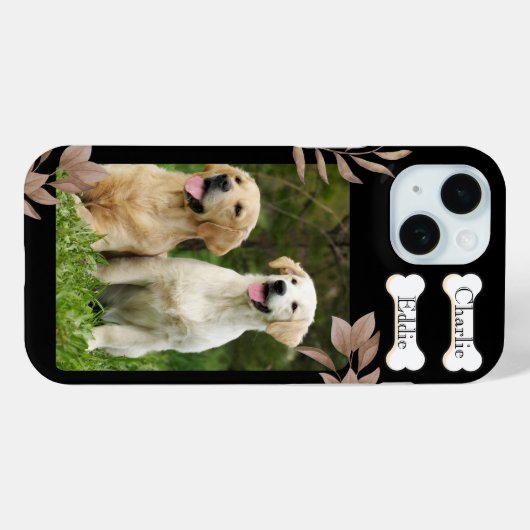 犬の子犬の携帯電話の写真と名前の2つの犬 Case-Mate iPhoneケース (裏面 (横))
