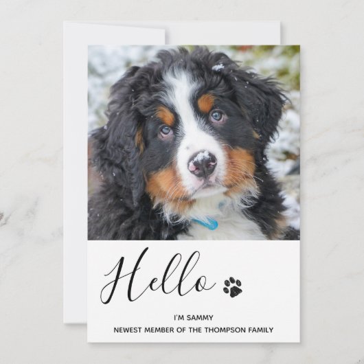 犬の子犬の新しいペットの発表 招待状 (正面)