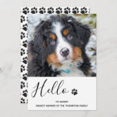 犬の子犬の新しいペットの発表 招待状 (正面/裏面)