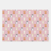 犬の子犬の模様ピンクの包装紙シート ラッピングペーパーシート (正面)