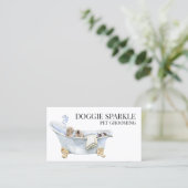 犬の子犬の水の色ペットサービスグルーミングペット 名刺 (スタンド正面)