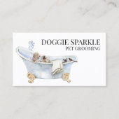 犬の子犬の水の色ペットサービスグルーミングペット 名刺 (正面)