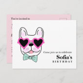 犬の子犬の誕生日はがきの招待状 インビテーションポストカード (正面/裏面)