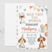 犬の子犬の誕生日パーティーの招待状 招待状 (正面/裏面)