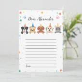 犬の子犬の誕生日時間カプセルノートメッセージカード 招待状 (スタンド正面)