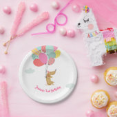 犬の子犬の誕生日紙プレートポーティピンクガール ペーパープレート (パーティー)