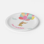 犬の子犬の誕生日紙プレートポーティピンクガール ペーパープレート (アングル)