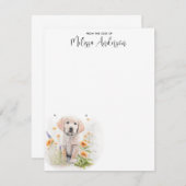 犬の子犬ゴールデンリトリモダンーバーの水色 ノートカード (正面/裏面)