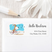 犬の子犬サイクリング自転車差出人住所ラベル ラベル (インサイチュ)