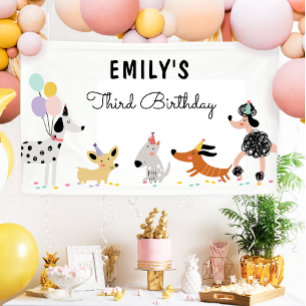犬の子犬パウィティモダン誕生日背景バナー 横断幕