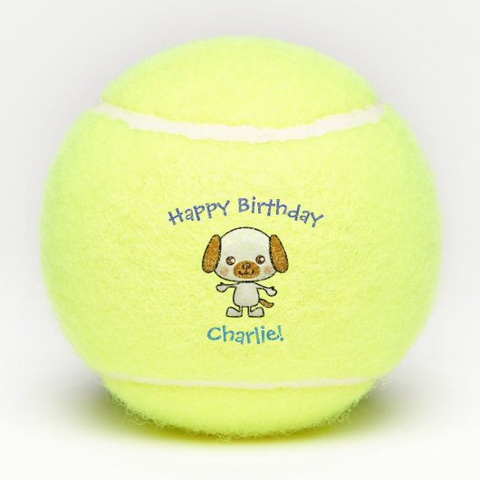 犬の子犬ペットおもちゃカワイバースデー テニスボール (裏面)