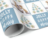 犬の子犬ペットスノーフレークのクリスマスツリーの写真 ラッピングペーパー (ロールコーナー)