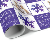 犬の子犬ペットパープルフォトスノーフレーククリスマス ラッピングペーパー (ロールコーナー)