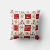 犬の子犬ペットフォトスノーフレークレッドクリスマス クッション (裏面)