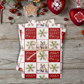 犬の子犬ペットフォトスノーフレークレッドクリスマス ラッピングペーパーシート