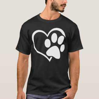 犬の子犬I愛する犬の手の印刷ハート家族の友人 Tシャツ