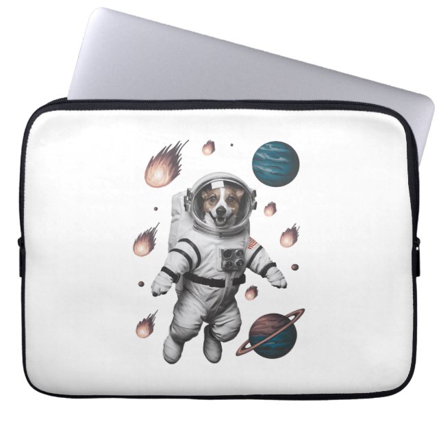 犬の宇宙飛行士と宇宙の冒険 ラップトップスリーブ (正面)