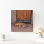 犬の安静時 スクエア壁時計 (ホーム)