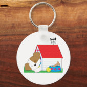 犬の家で眠っている犬 キーホルダー (正面)