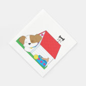 犬の家で眠っている犬 スタンダードランチョンナプキン (角)