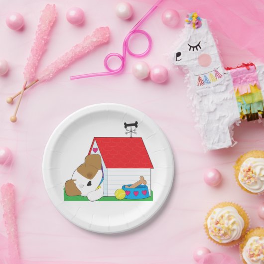 犬の家で眠っている犬 ペーパープレート (パーティー)