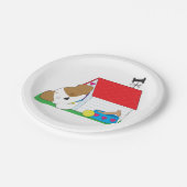 犬の家で眠っている犬 ペーパープレート (アングル)