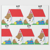 犬の家で眠っている犬 ラッピングペーパー (フラット)