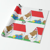 犬の家で眠っている犬 ラッピングペーパー (アンロールド)