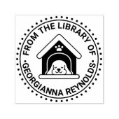 犬の家で眠る犬の図書書名 セルフインキングスタンプ (デザイン)