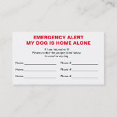 犬の家の緊急の接触カードだけ コーリングカード (正面)