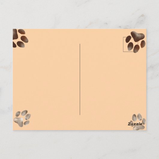 犬の家族のハッピーバースデー犬の足跡パターン ポストカード (裏面)