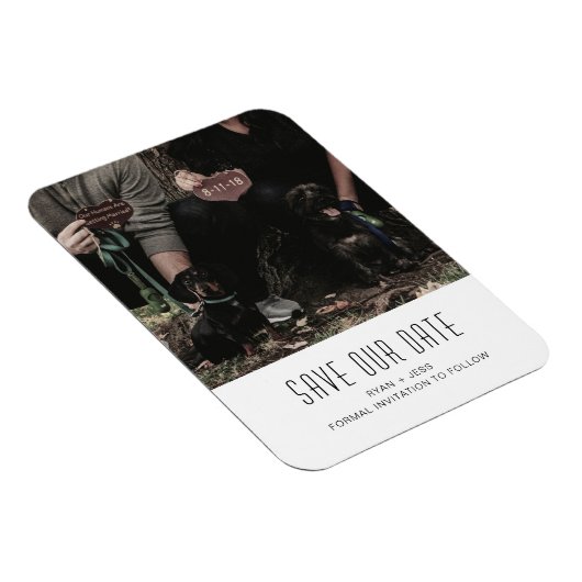 犬の家族の写真ユニーク日付の保存 マグネット (右側)