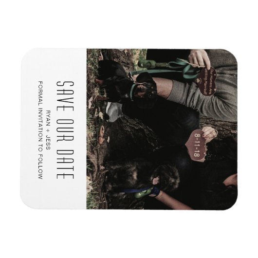 犬の家族の写真ユニーク日付の保存 マグネット (横)