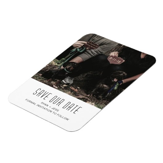 犬の家族の写真ユニーク日付の保存 マグネット (左側)