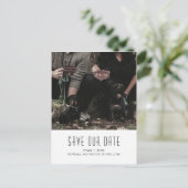 犬の家族の写真ユニーク日付の保存 案内ポストカード (スタンド正面)