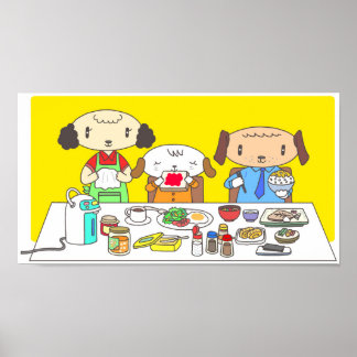 犬の家族の朝食 ポスター