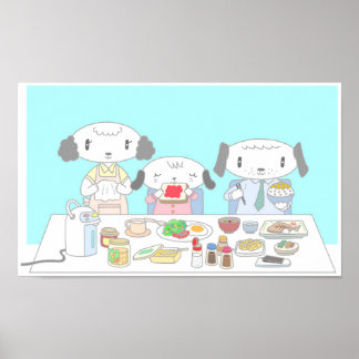 犬の家族の朝食 ポスター