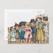 「犬の家族」ヴィンテージ ポストカード (正面/裏面)