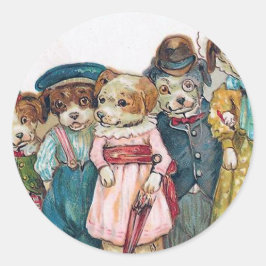 「犬の家族」ヴィンテージ ラウンドシール