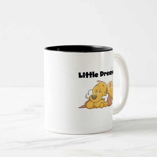 犬の小さい夢みる人のTシャツおよびギフト ツートーンマグカップ (正面右)