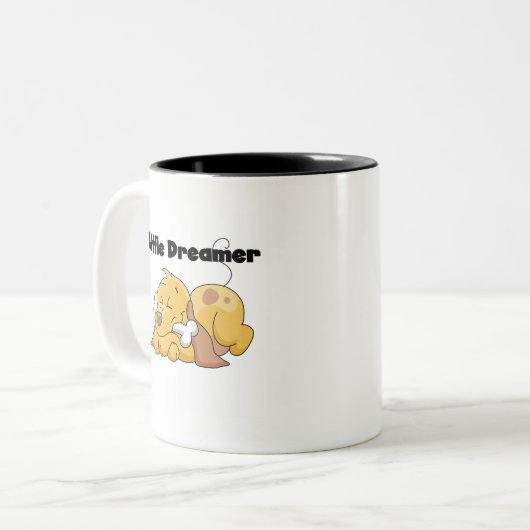 犬の小さい夢みる人のTシャツおよびギフト ツートーンマグカップ (正面左)