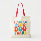 犬の年齢で10歳 70歳の誕生日 クールな犬好き トートバッグ (正面)