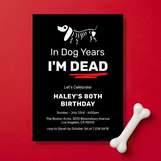 犬の年齢で80歳の大人誕生日をユーモラスに祝おう 招待状