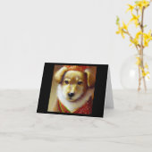犬の年6 カード (黄色い花)