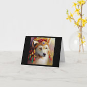 犬の年8 カード (黄色い花)