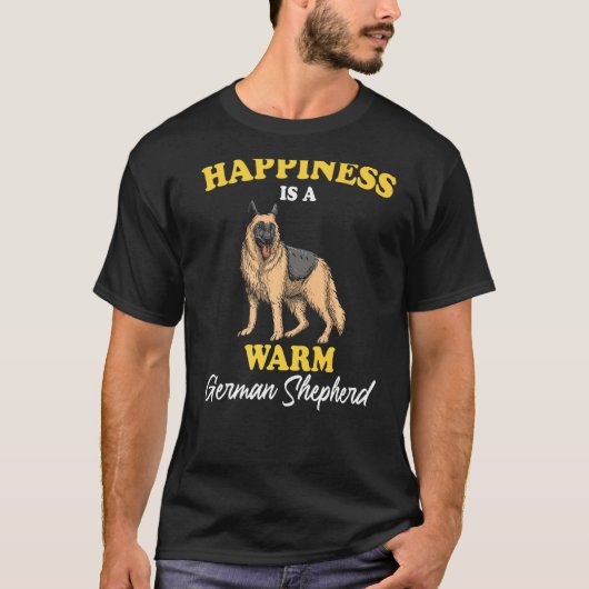 犬の幸せは暖かいドイツの羊飼いだ Tシャツ (正面)