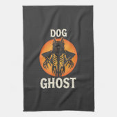 犬の幽霊のハロウィーン ホラー ベクター キッチンタオル (縦)